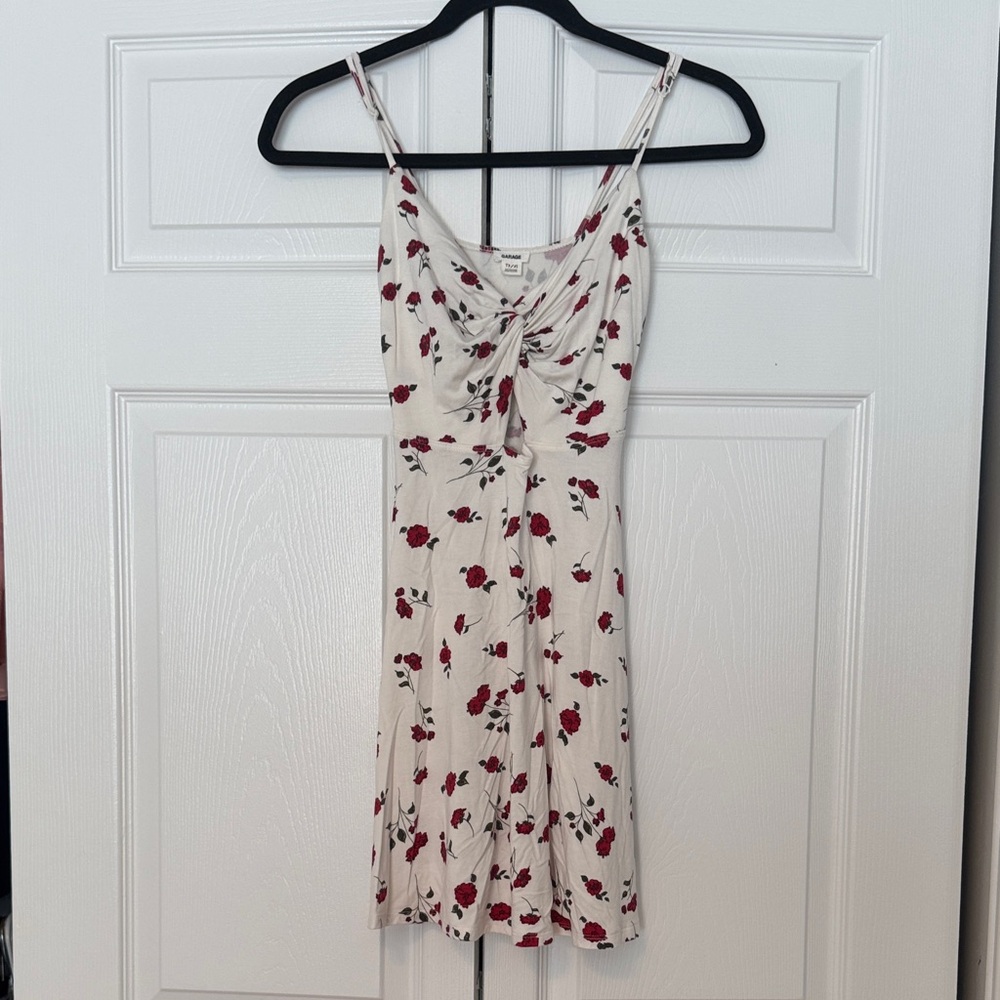 Garage White and Red Floral Mini Dress size xs